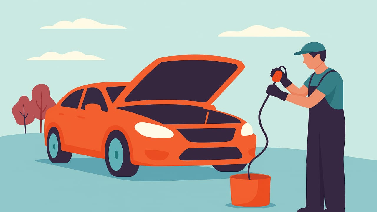 Syphon oil from dipstick